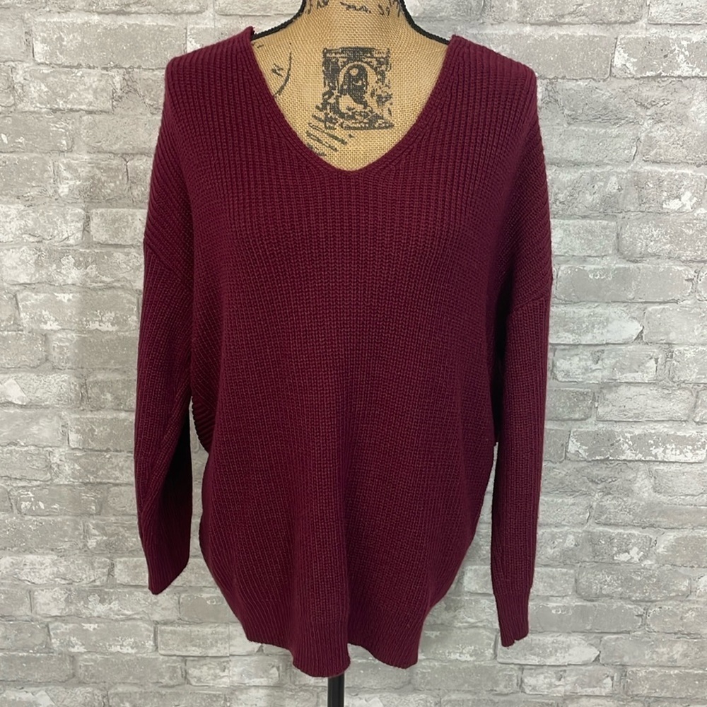 VICI Burgundy Twisted Back Sweater